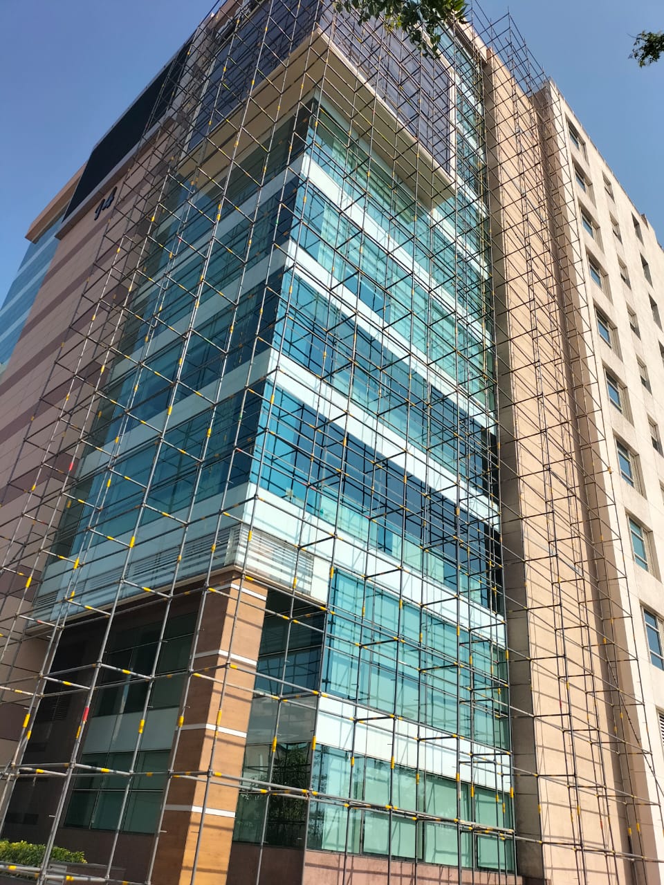 Glass Facade Office Tower Scaffolding